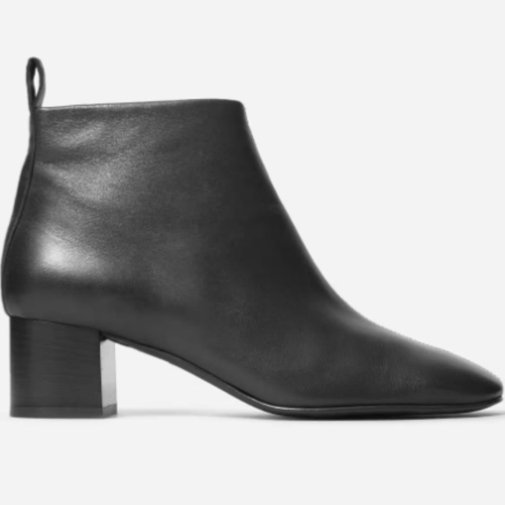 Everlane | The Day Ankle Boot | Black Leather Ankle Side Zipper Size 10